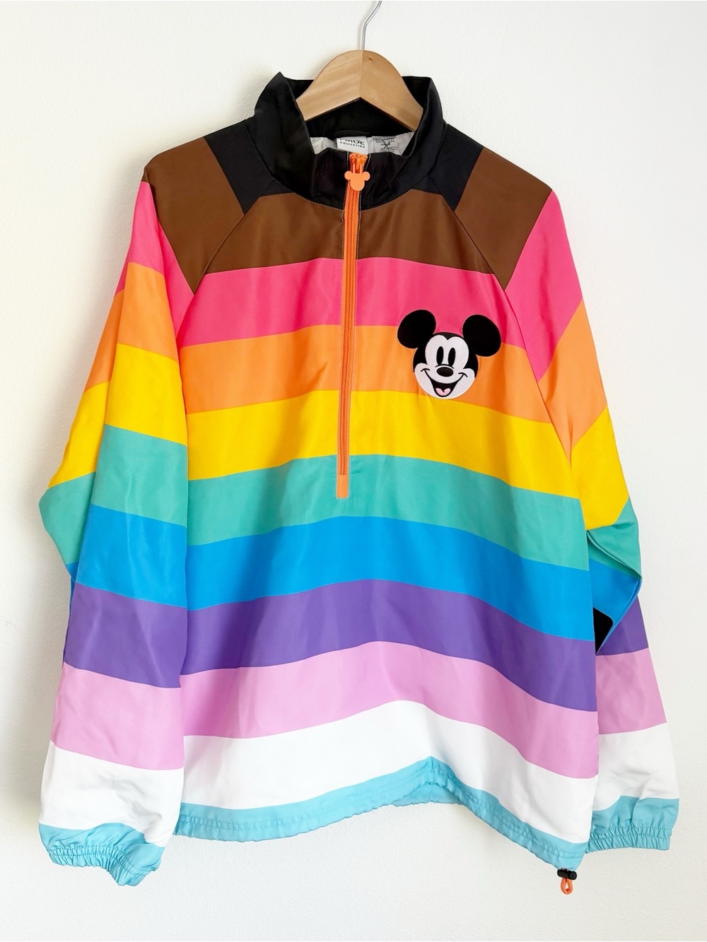 NWT Mickey Mouse 3/4 Zip Jacket Disney Pride Rainbow Windbreaker Adult XL